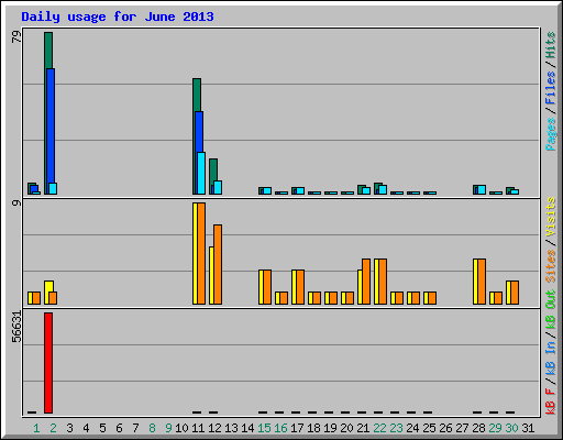 Daily usage for June 2013