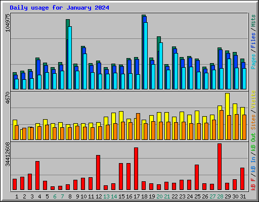 Daily usage for January 2024
